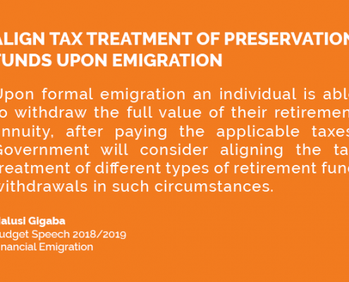 Align tax treatment of preservation funds upon emigration