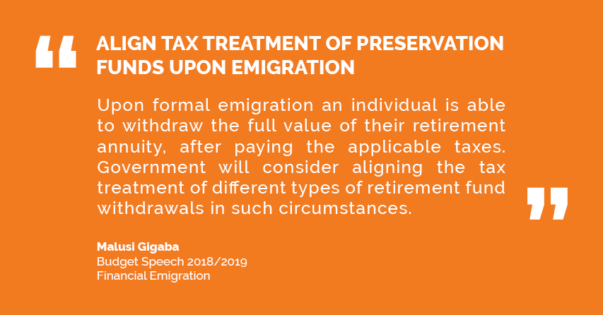 Align tax treatment of preservation funds upon emigration