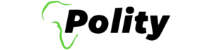 Polity logo featuring a green outline of the African continent to the left of the black italicized word 'Polity'.