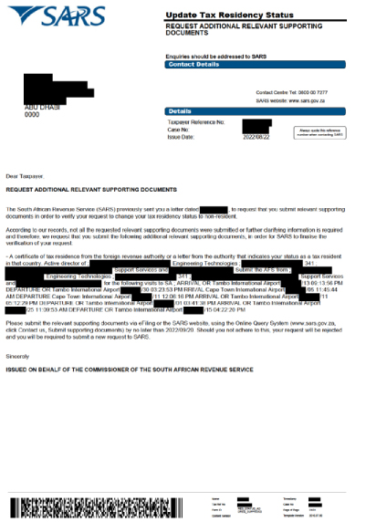 Update Tax Residency Status