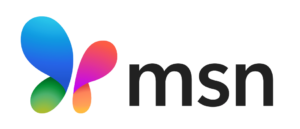 MSN logo featuring a colorful, abstract butterfly icon composed of four interconnected gradient shapes and the word "msn".